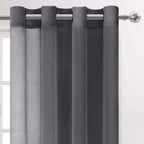 Dwcn Dark Grey Sheer Curtains For Living Room Bedroom - Faux Linen Look Voile Drapes Grommet Top Window Curtain Panel 52 X 84 In