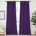 Nicetown Bedroom Blackout Draperies And Window Treatment- (Dark Royal Purple Color) 52 Width X 95 Length, 2 Panels Set, Solid Blackout Curtain Panels