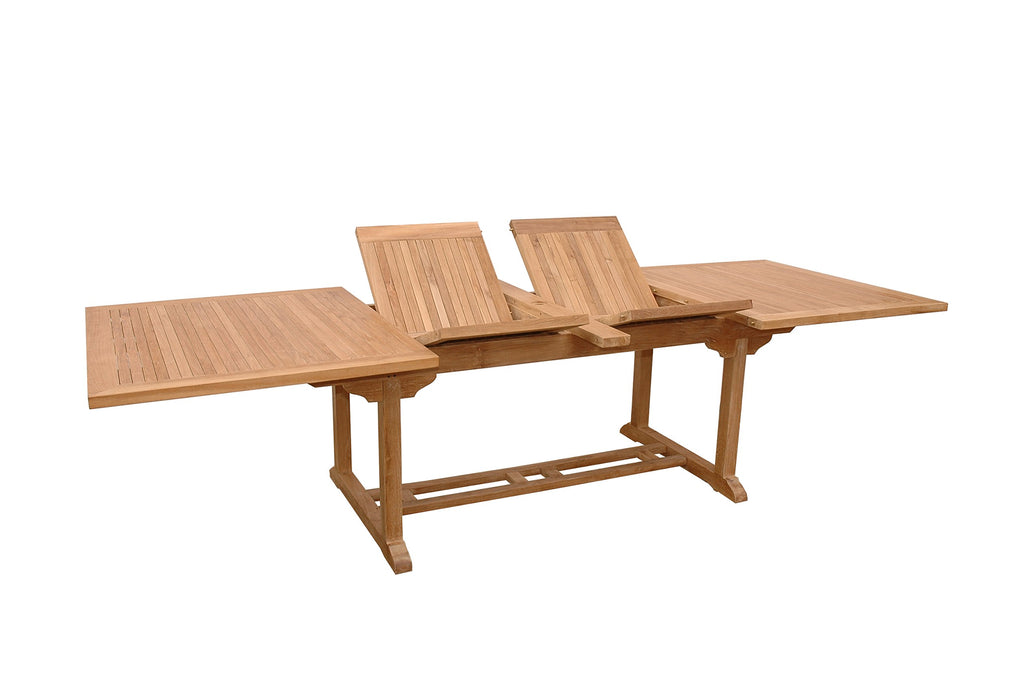 Anderson Teak Valencia Rectangular Table with Double Extension, 117-Inch,Golden Light Teak,TBX-117RD