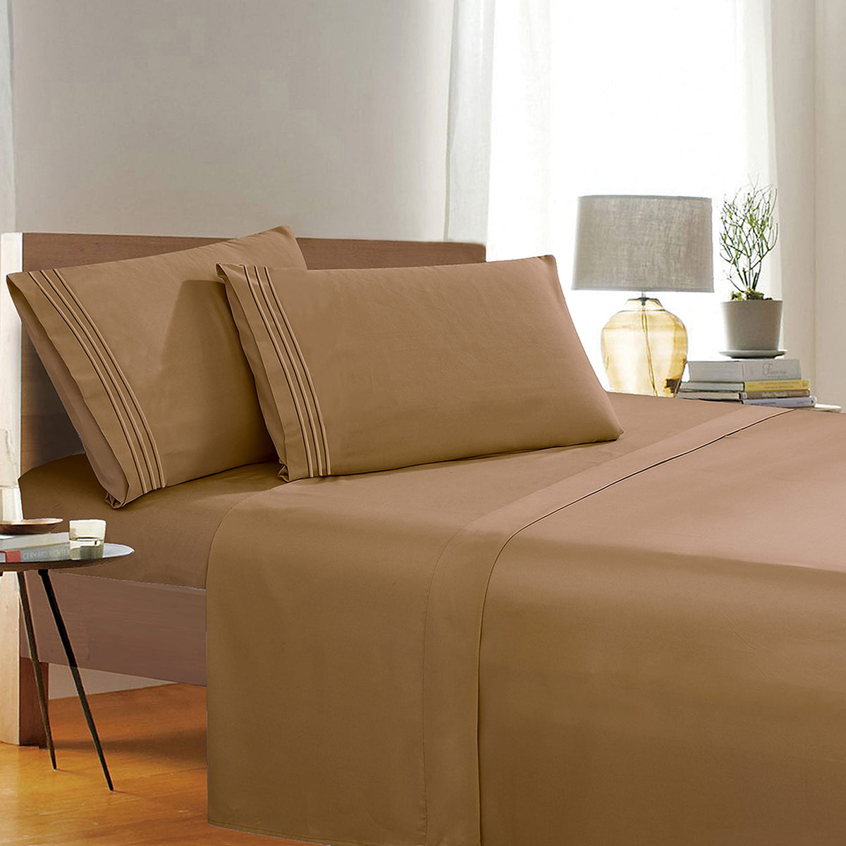 Elegant Comfort 1500 Thread Count 4Pc Bed Sheet Set Egyptian Quality Deep Pocket - California King, Taupe