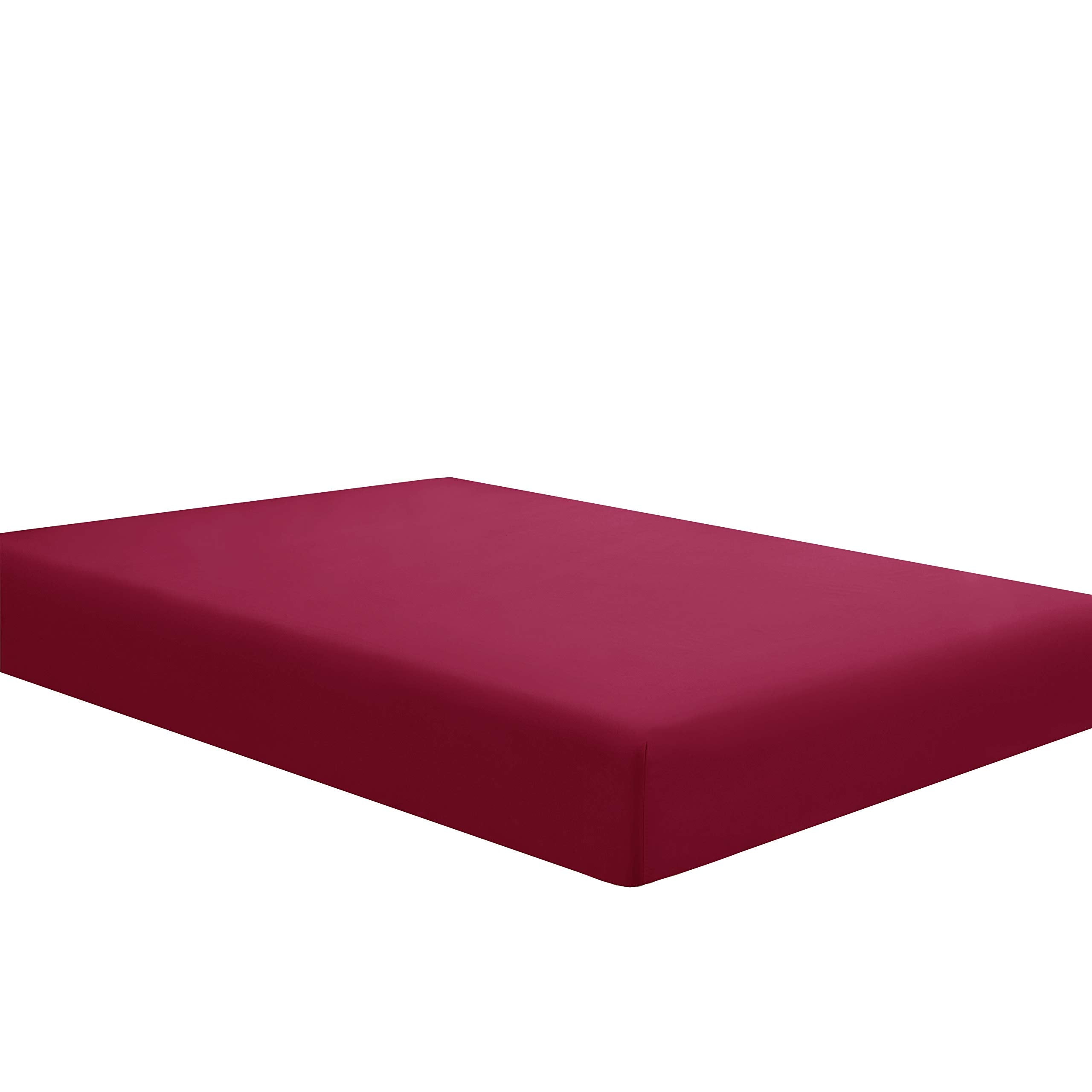 Sfoothome Microfiber Fitted Sheet With Deep Pocket, Burgundy Twin Size Fitted Bottom Sheet For Mattress