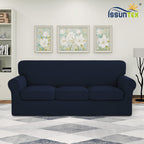 Issuntex 4 Pieces High Stretch Thicken Couch Covers, Soft Sofa Slipcover For 3 Separate Cushion Couch, Jacquard Fabric Elastic S