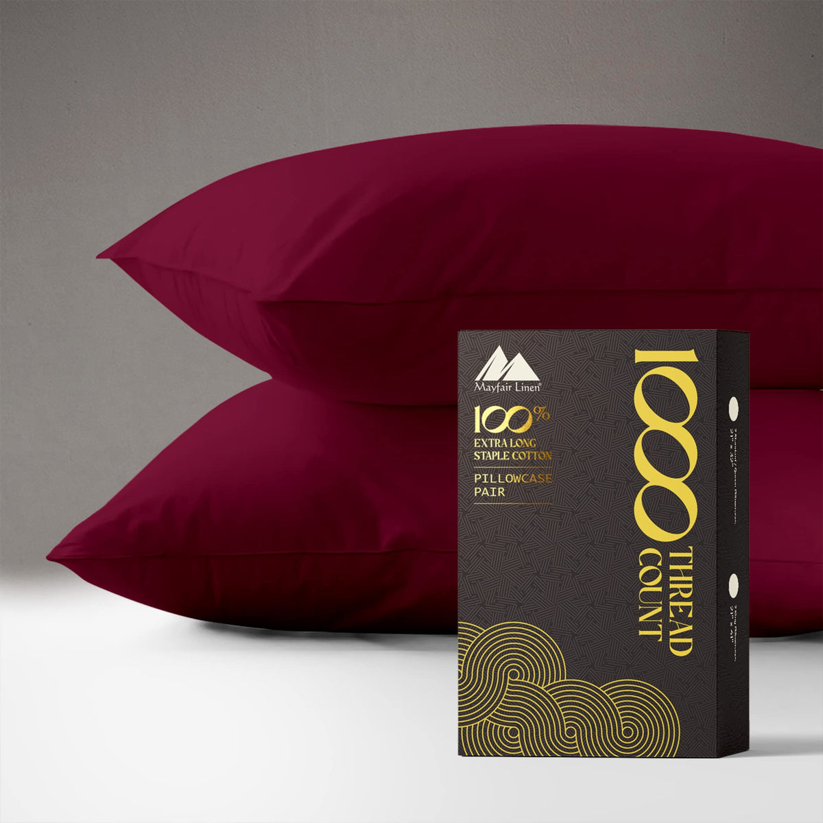 Mayfair Linen 100% Egyptian Cotton Pillow Cases - 1000 Thread Count Pillow Cases Queen/Standard Size Set Of 2, Soft & Breathable