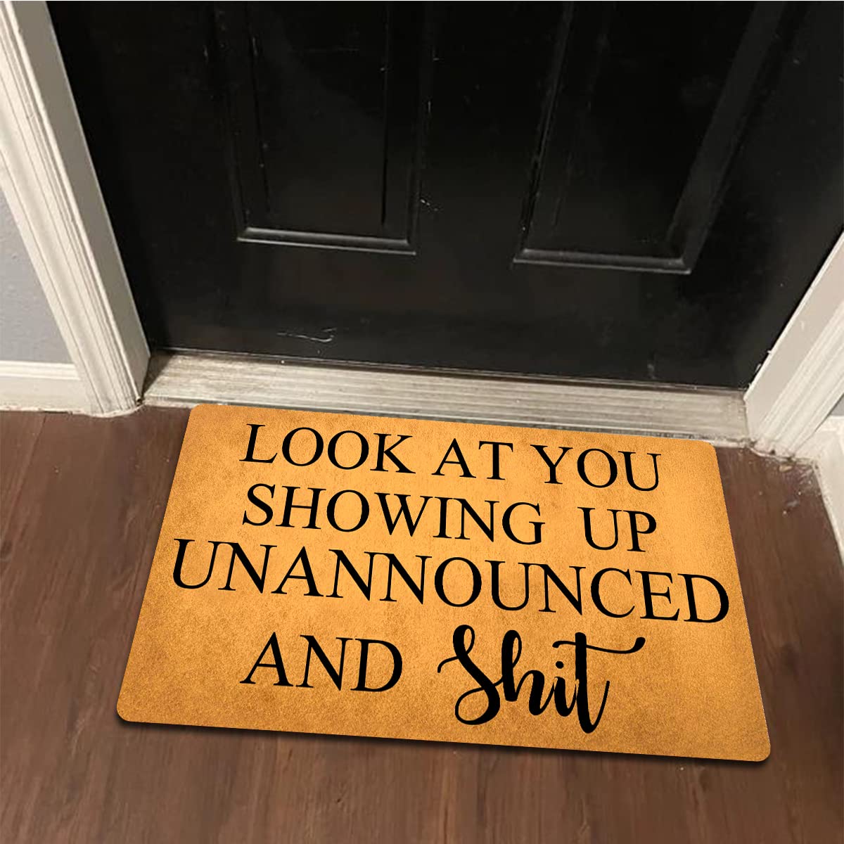 Funny Welcome Doormat Home Decor Rugs Welcome Mat With Rubber Back (18 X 30)Inch Look At You Showing Up Unannounced And Shit Doo