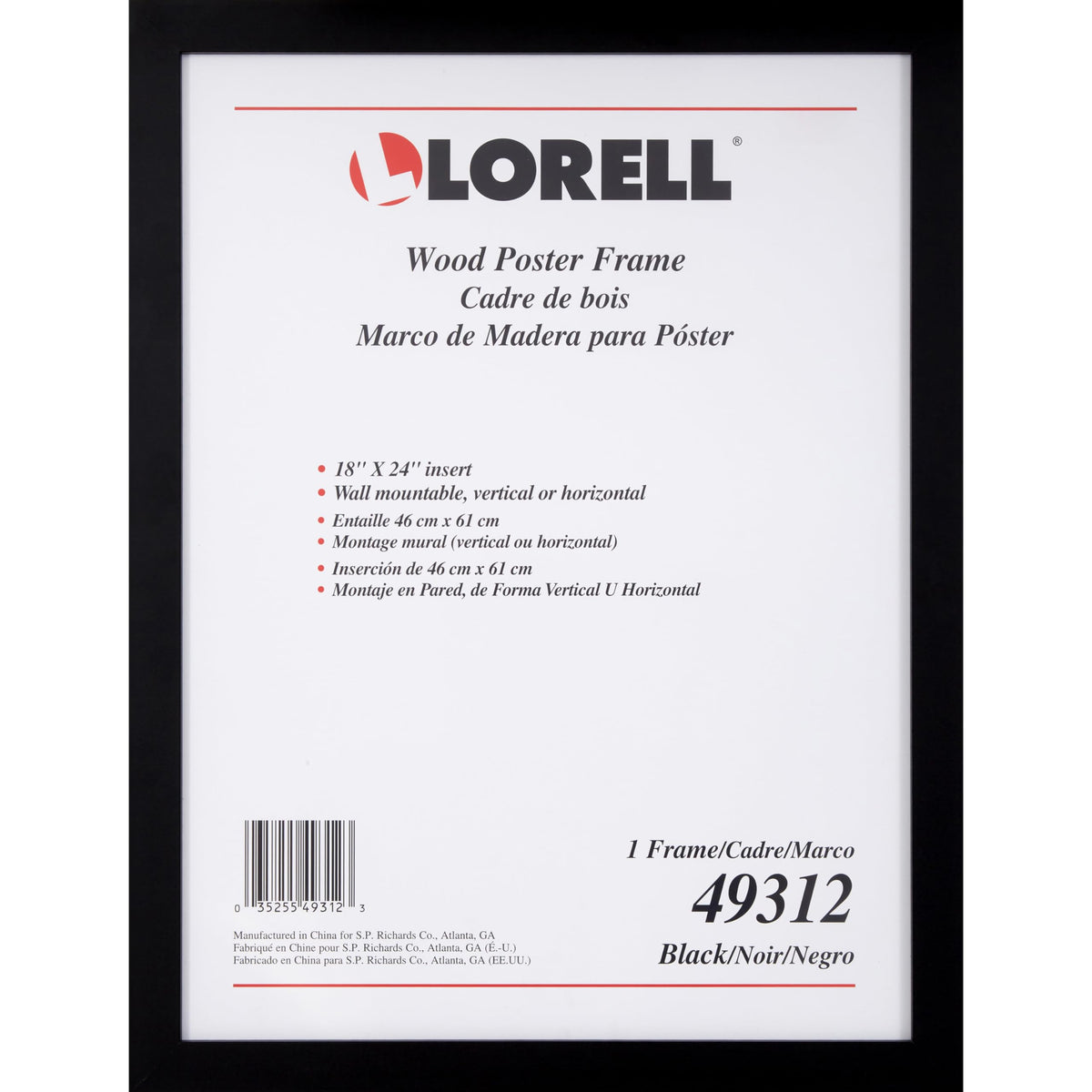 Lorell Wood Poster Frame, 18&quot; x 24&quot;, Black