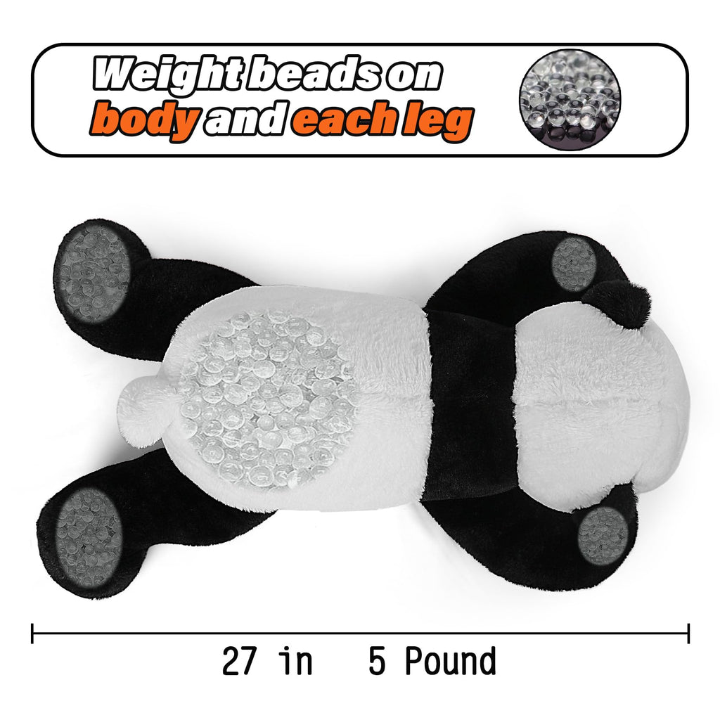 JellyMallow Panda Weighted Stuffed Animal, 24" Plush Pillow, 5 lbs, Cuddly Polyester Toy for Adults & Kids