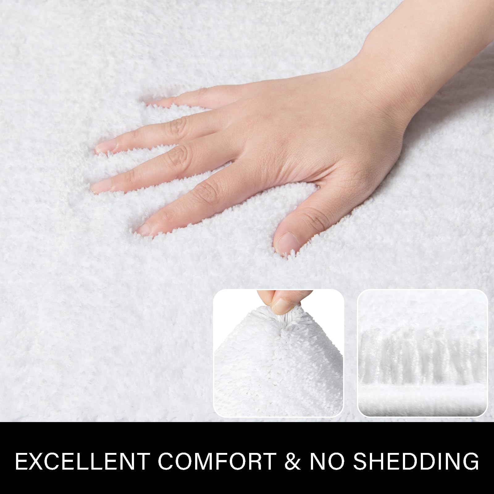 Lochas Bathroom Rug Set White, Soft Bath Rug Set 2 Piece Set, Toilet Mat U-Shaped 20X20 And 34X20 Bathroom Rugs, Quickly Dry Mat