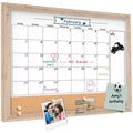 Toraso Whiteboard Calendar & Corkboard,Small Combination Dry Erase White Board & Bulletin Board, 13' X 17',Rustic Brown Frame