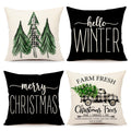 4Th Emotion Gray Black Christmas Pillow Covers 18X18 Set Of 4 Farmhouse Xmas Decorations Merry Christmas Tree Truck Hello Winter