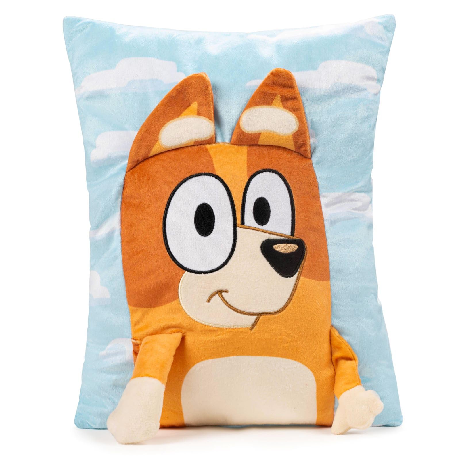 Jay Franco Bluey Bingo 3D Snuggle Pillow - Super Soft Orange Plush Pillow - Measures 15 Inches