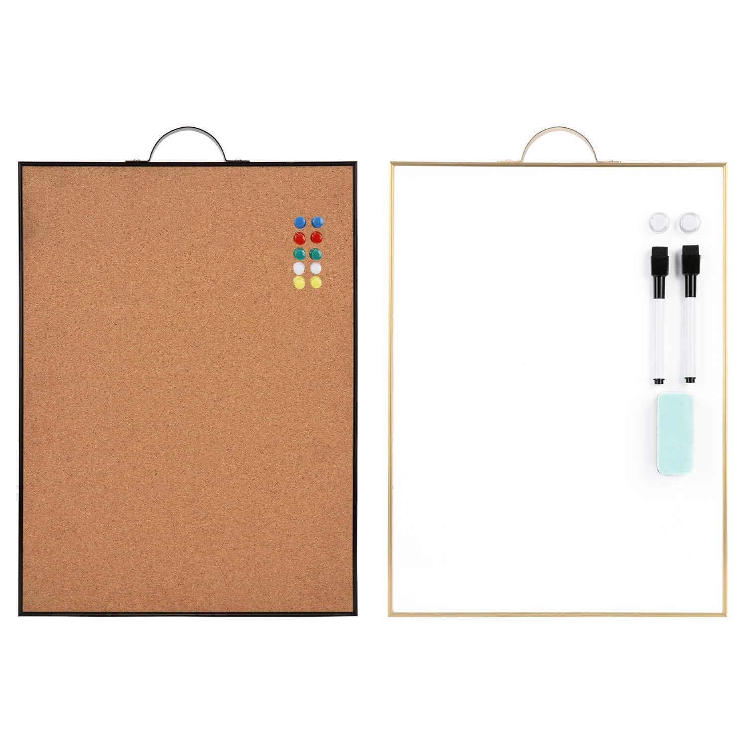 Small Whiteboard Cork-Board Combination For Wall - 16' X 12' Portable Aluminum Frame Magnetic Dry Erse Board Mini Bulletin Cor