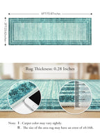 Lahome Abstract 2X6 Teal Runner Rug For Entryway Indoor,Washable Modern Rug Runners For Hallways Non Slip,Low-Pile Soft Minimali