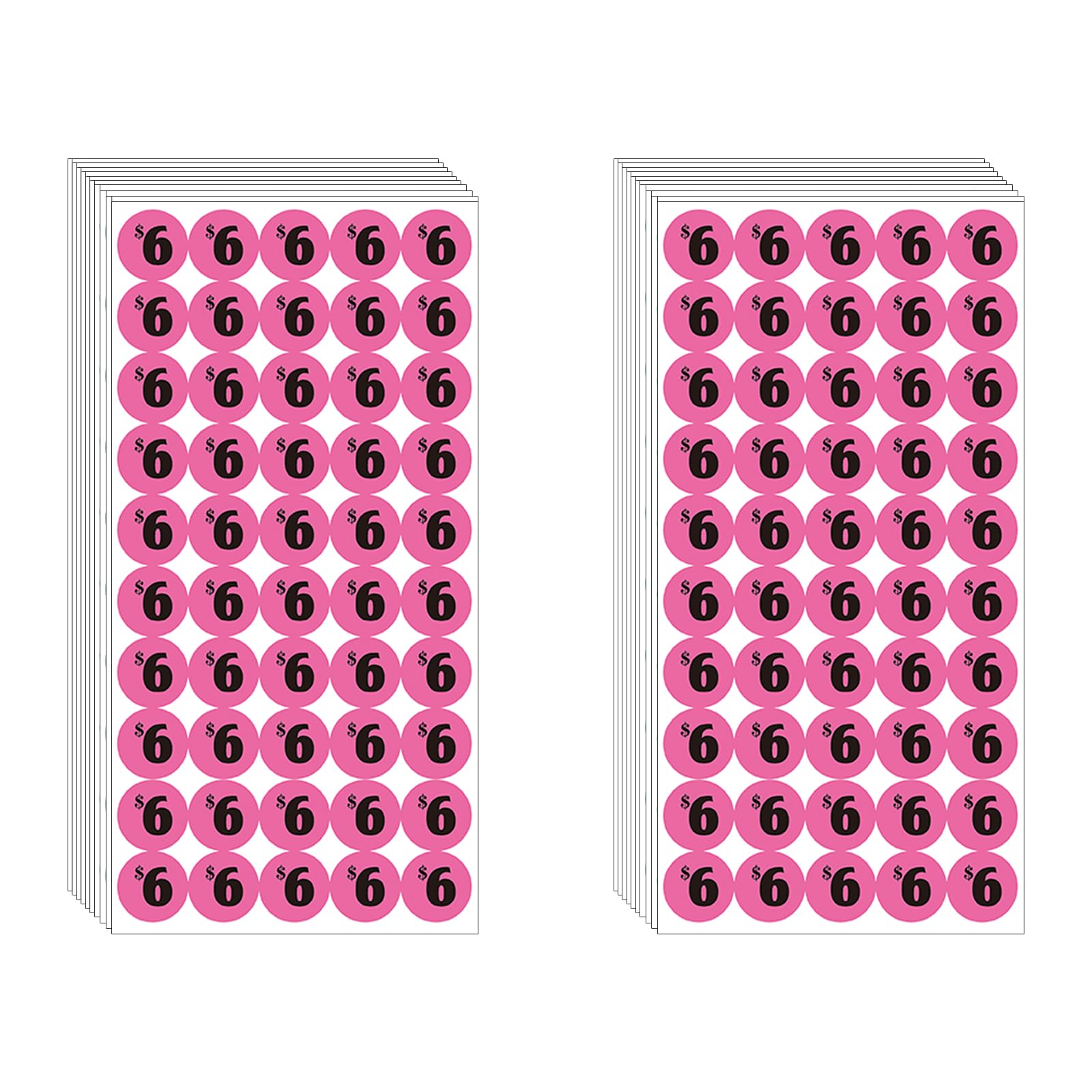 Dugutul 1000 Pcs $6 Color-Coded Price Stickers For Garage Sale And Flea Market, 3/4' Diameter - Bold Fonts, Clear Visibility, H