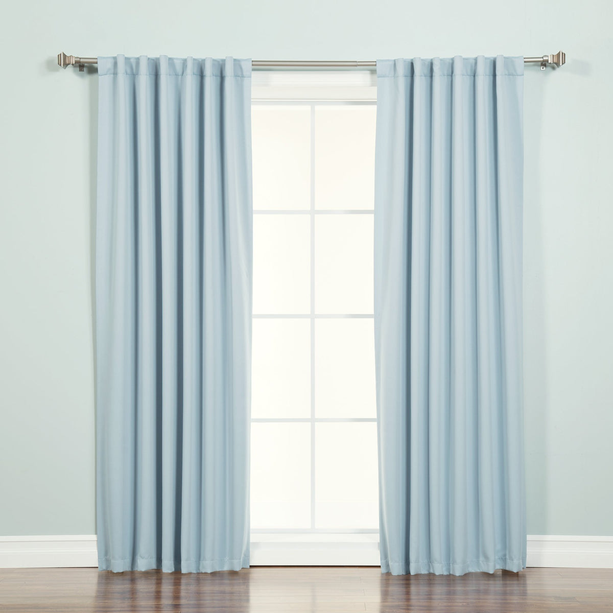 Best Home Fashion Thermal Insulated Blackout Curtains - Back Tab/Rod Pocket - Sky Blue - 52' W X 96' L - (Set Of 2 Panels)