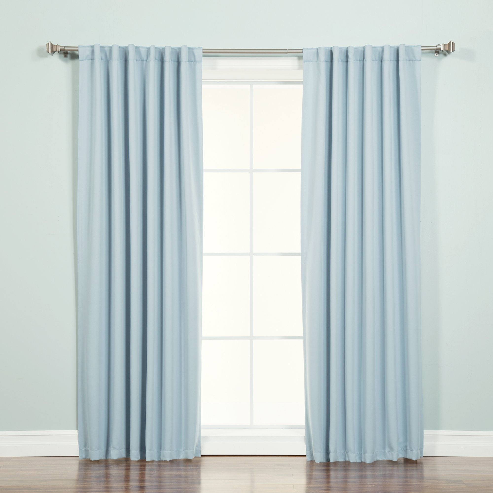 Best Home Fashion Thermal Insulated Blackout Curtains - Back Tab/Rod Pocket - Sky Blue - 52' W X 96' L - (Set Of 2 Panels)