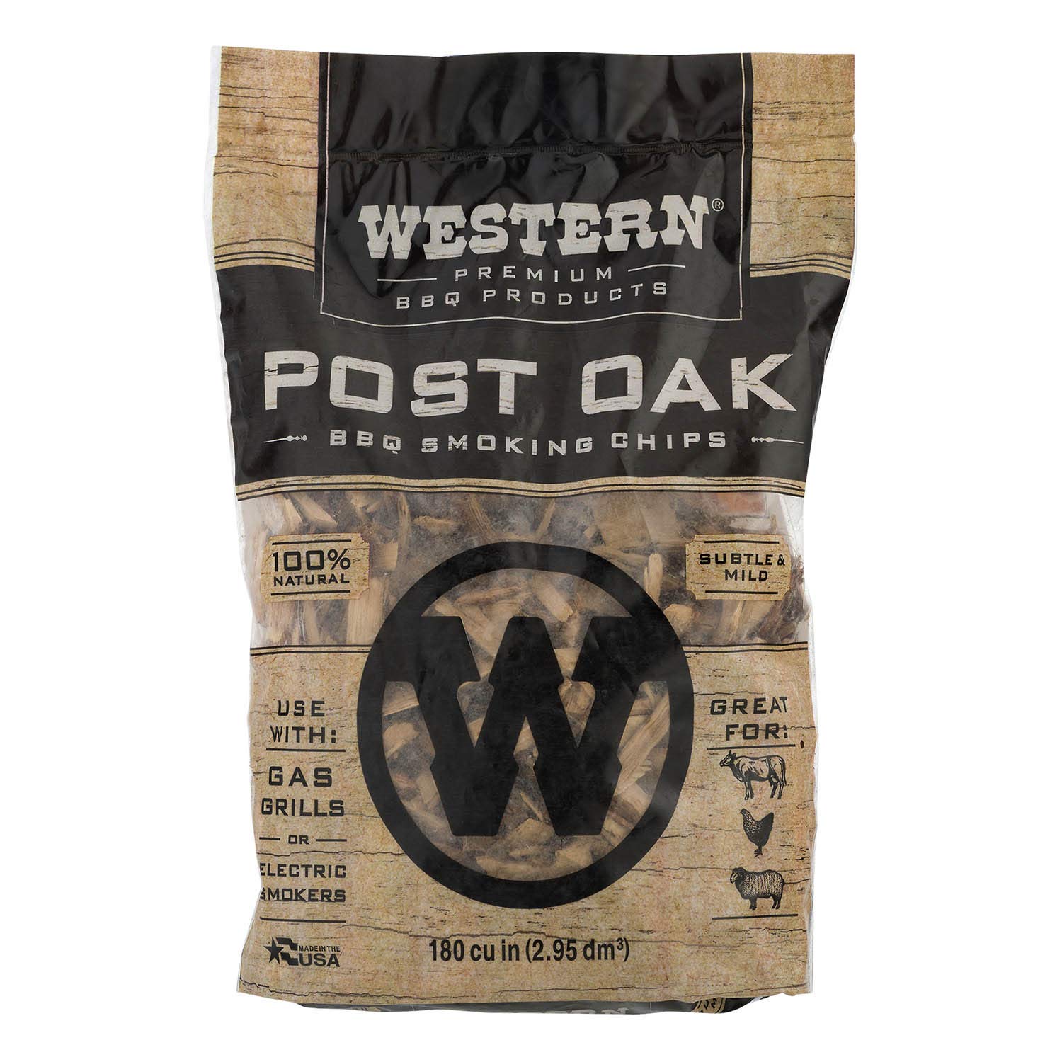 Western Premium Bbq Products Post Oak Bbq Smoking Chips, 180 Cu In