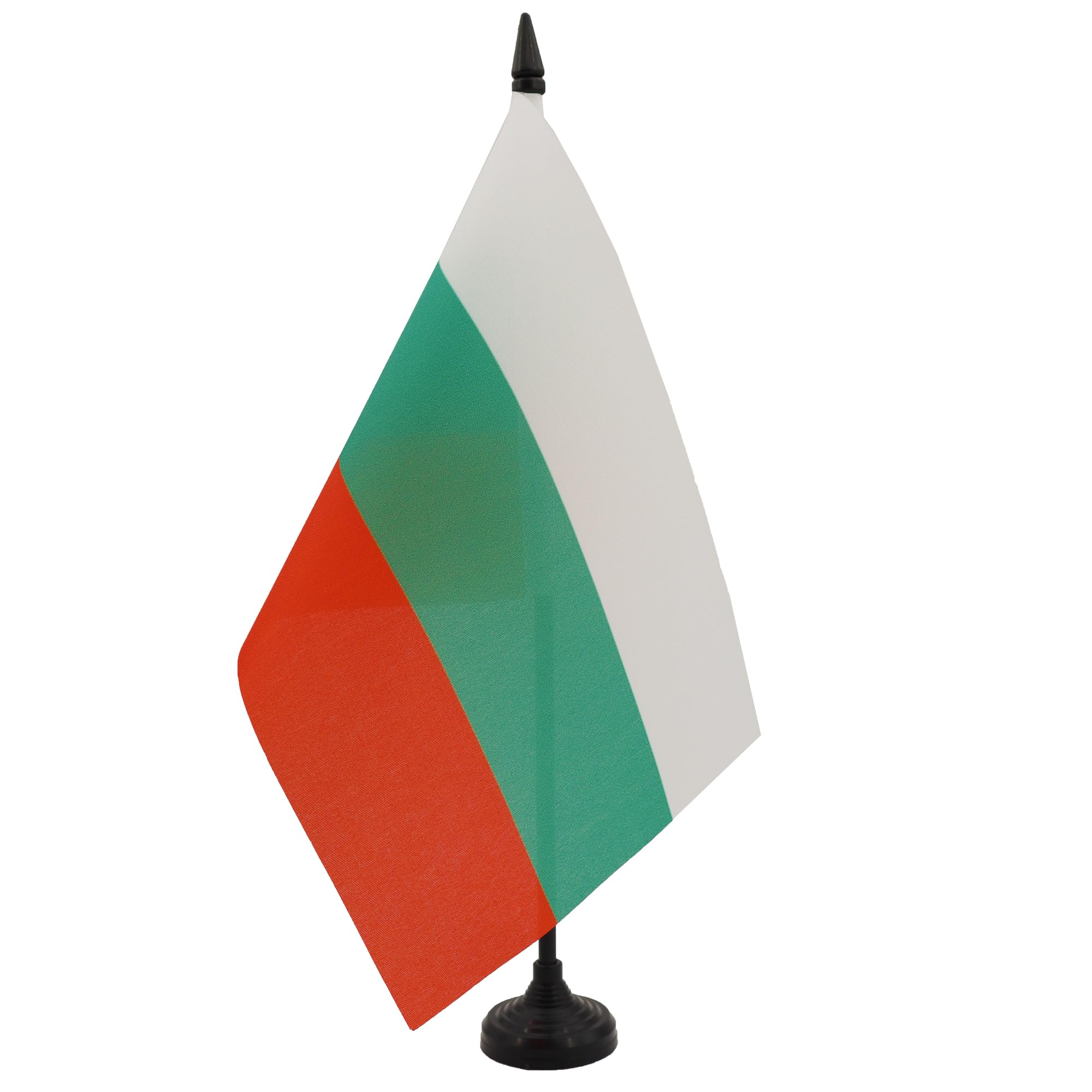 Bulgaria Table Flag 5' X 8' - Bulgarian Desk Flag 21 X 14 Cm - Black Plastic Stick And Base - Az Flag