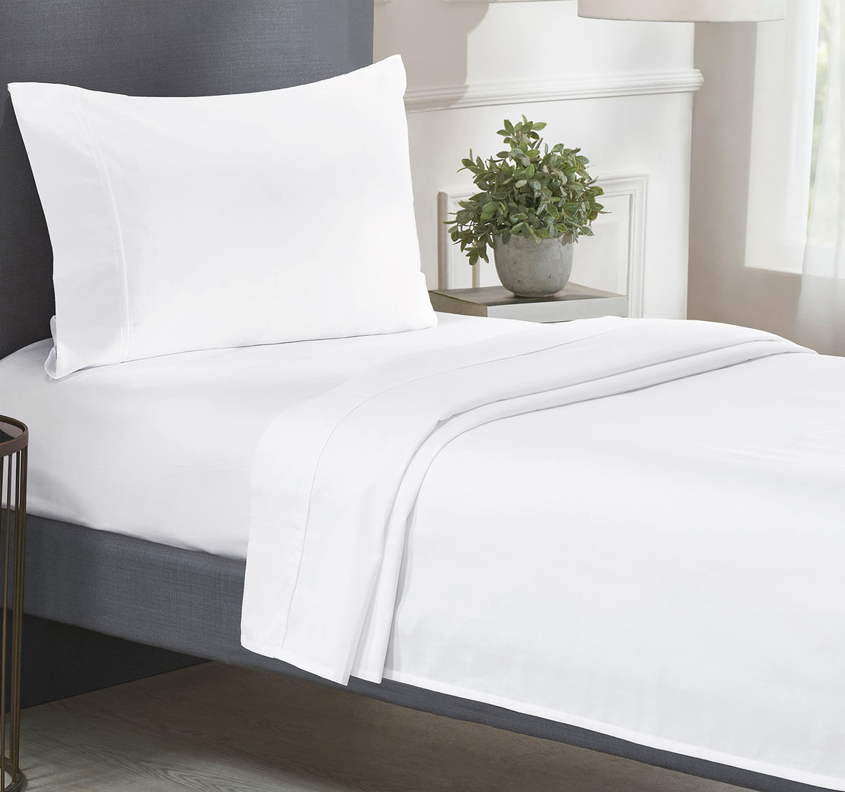 California Design Den Twin Sheets Set, Natural 100% Cotton Sheets, Soft Luxury 400 Thread Count Sateen Cooling Sheets, 3 Pc Dorm