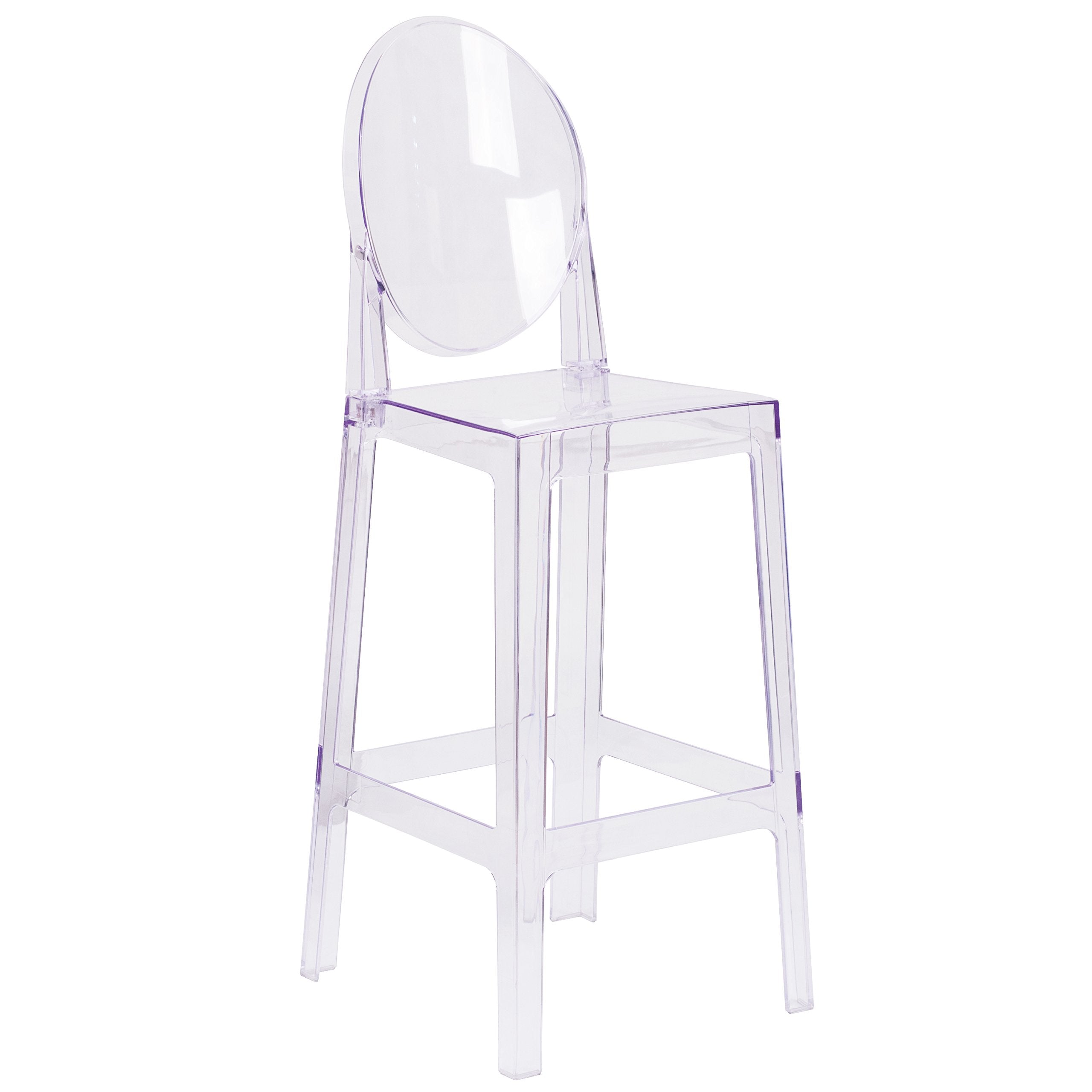 Flash Furniture Ghost Barstool With Oval Back In Transparent Crystal
