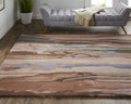 HomeRoots 512750 8 x 10 ft. Blue Red & Ivory Wool Abstract Hand Tufted Handmade Stain Resistant Rectangle Area Rug
