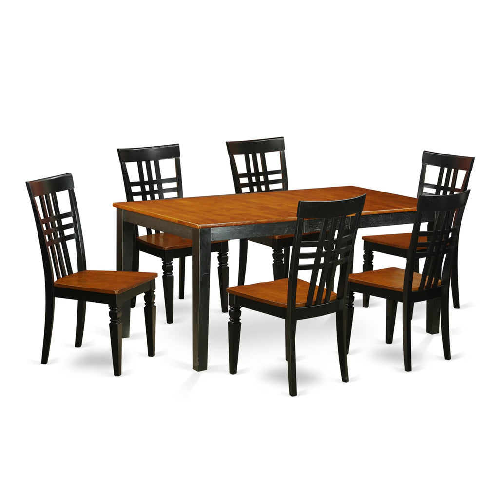 East West Furniture NILG7-BCH-W 7 Piece Set Consist of a Rectangle Dining Room Table with Butterfly Leaf and 6 Wood Seat Chairs, 36x66 Inch, Black & Cherry