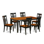 East West Furniture NILG7-BCH-W 7 Piece Set Consist of a Rectangle Dining Room Table with Butterfly Leaf and 6 Wood Seat Chairs, 36x66 Inch, Black & Cherry