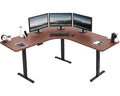Vivo Electric Height Adjustable 71 X 71 Inch Curved Corner Stand Up Desk, Dark Walnut Table Top, Black Frame, Memory Controller, L-Shaped Workstation, E3C Series, Desk-Kit-E3Cbd