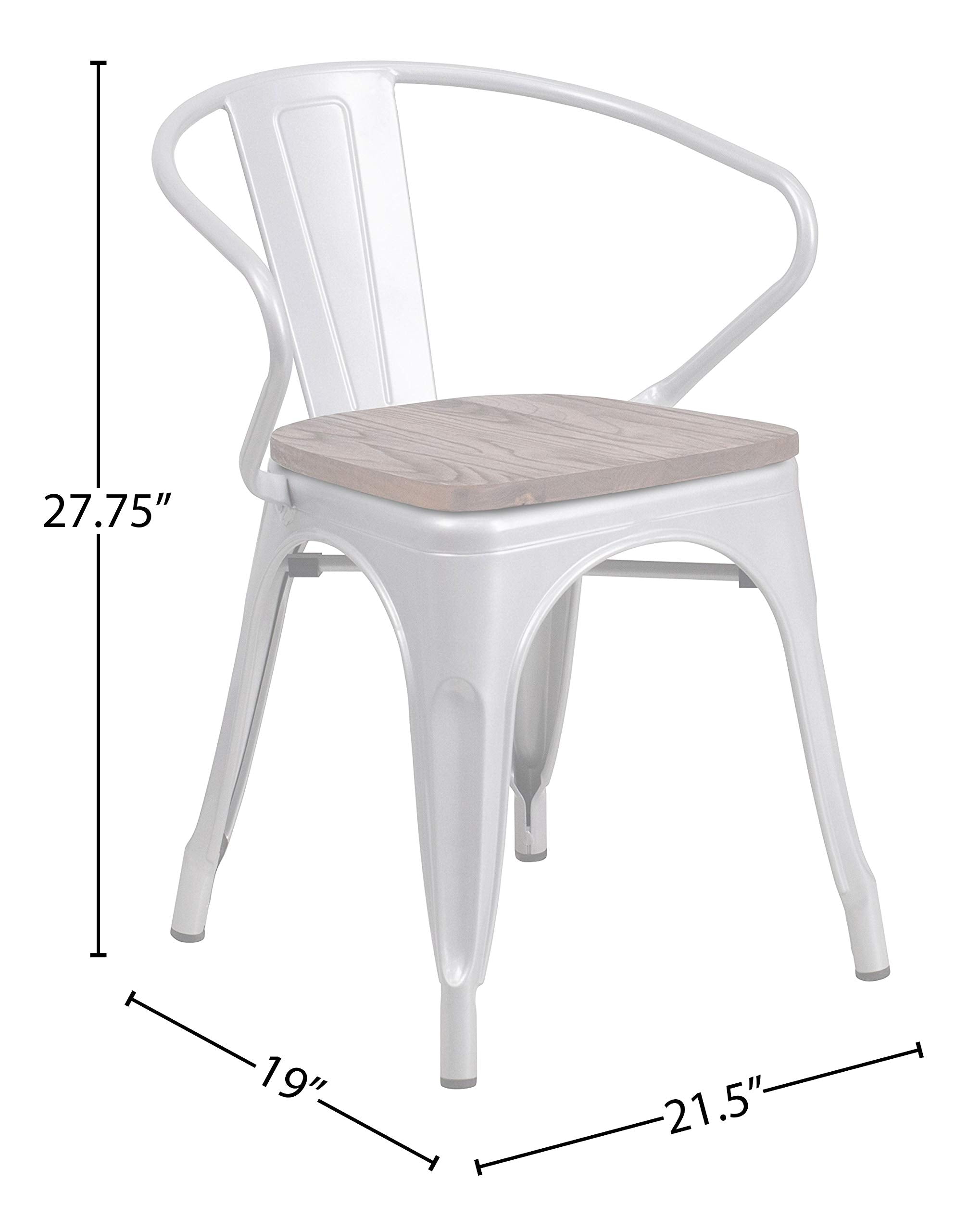Flash Furniture Silver Metal Chair With Wood Seat And Arms