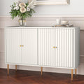 HLR Sideboard Buffet Cabinet, 48  Accent Fluted Cabinet with 4 Door and Removable Shelves, Modern Credenza with Storage for Livi