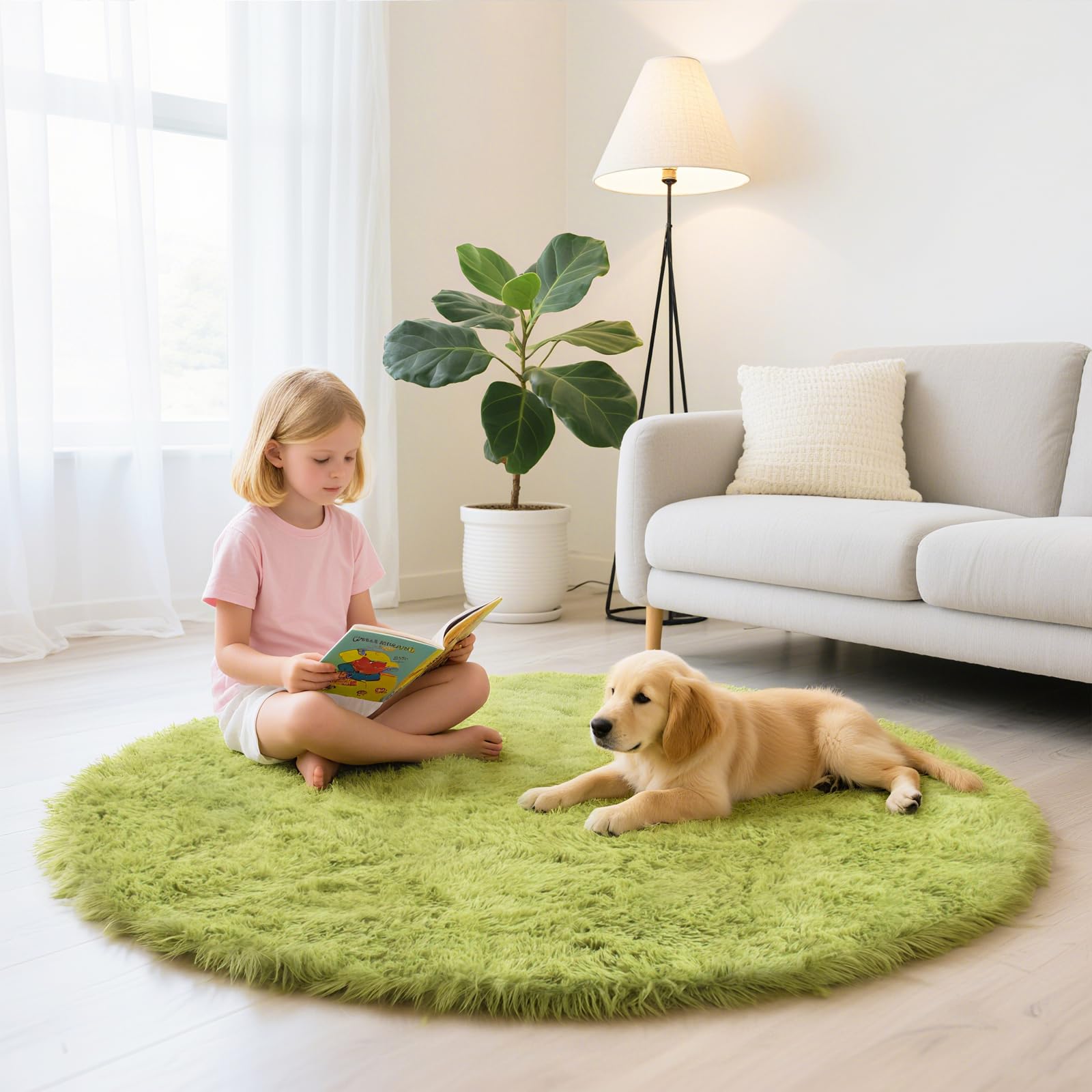 yulidayang Fluffy Round Area Rugs for Living Room,6'X6'Shag Circle Area Rugs for Bedroom,Non Slip Fuzzy Plush Rug for Kids Room 