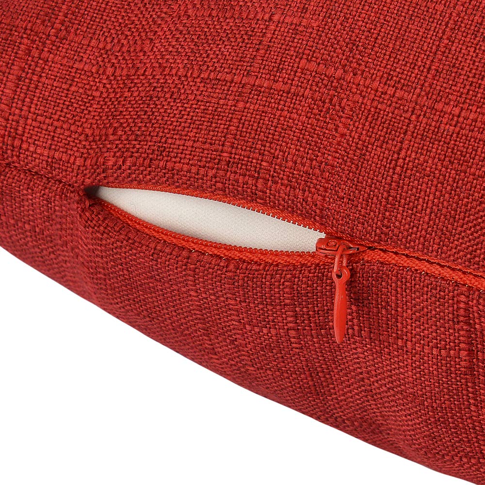 Rainroad Red Decorative Throw Pillow Cover For Sofa Couch Bedroom Car Cotton Linen Pillow Case Cushion Cover Set Of 2,18X18Inch