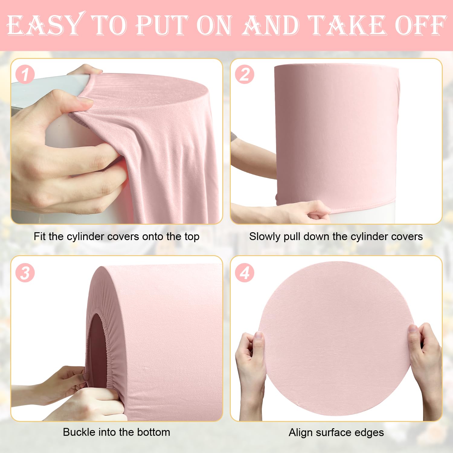 Saitimade Set Of 3 - Pink Cylinder Pedestal Stand Covers, Flexible Cylinder Stand Covers For Party, Wedding Or Birthday Event De