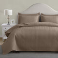 Maple&Stone Quilt Set California King Size, Lightweight Brown Bedspread Ultrasonic Chevron Pattern Light Coverlet For All Season