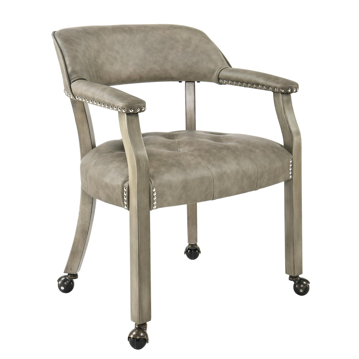 Leemtorig Dining Chairs With Casters And Arms, Large Rolling Dining Chairs With Wheels, Solid Wood Boss Caption'S Chairs Office