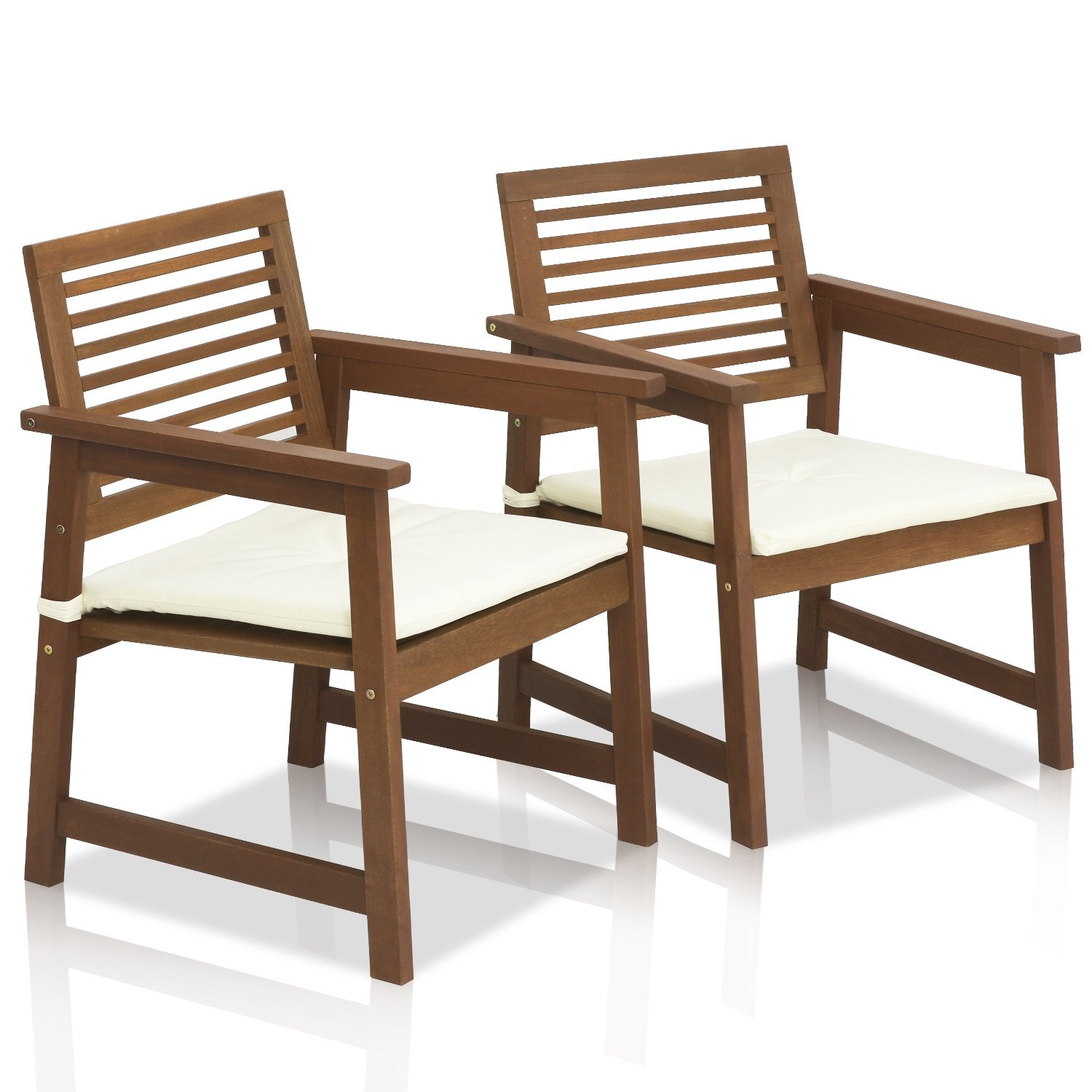 FURINNO Tioman Hardwood Outdoor Armchair with Cushion, 1-Pack, Natural