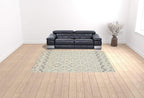 HomeRoots 512784 9 x 12 ft. Ivory & Black Wool Geometric Hand Tufted Handmade Stain Resistant Rectangle Area Rug