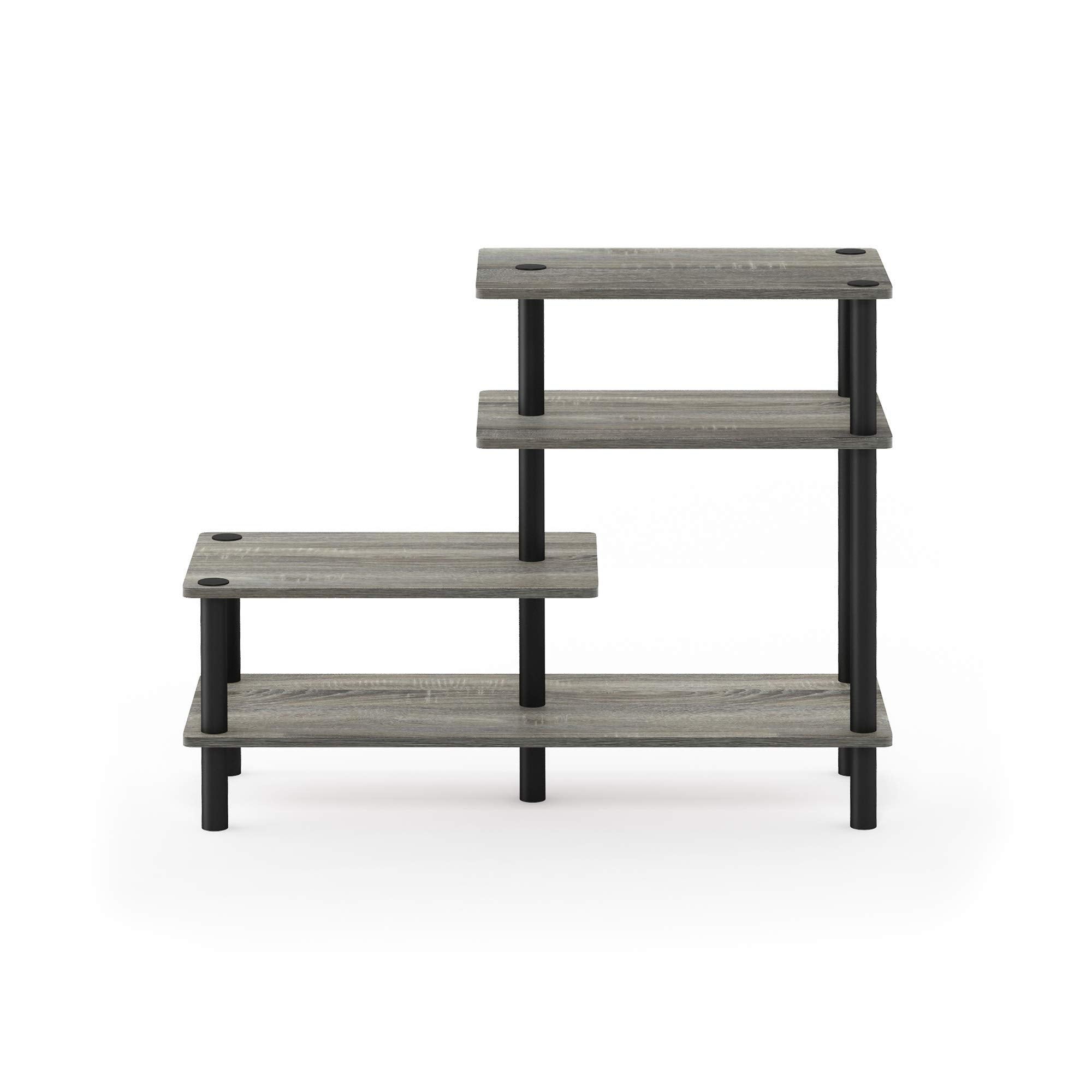 Furinno Turn-N-Tube 3-Tier Side Display Rack, French Oak Grey/Black