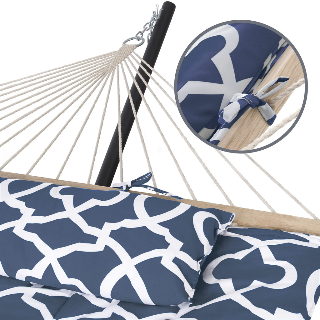 Suncreat Double Portable Hammock With Stand Included, 475 Lbs Capactiy, Extra Large Two Person Hammock, Blue Pattern