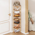 LUCKNOCK Vertical Shoe Rack, 8-Tier Tall Narrow Shoe Organizer for Entryway, Closet, Dorm & Small Spaces, Freestanding Wooden Sh
