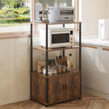 Home Cube 3Tier Microwave Stand With Storage Cabinet, Standing Shelf Unit With Doors Kitchen Storage Rack BakerS Rack Bookshel