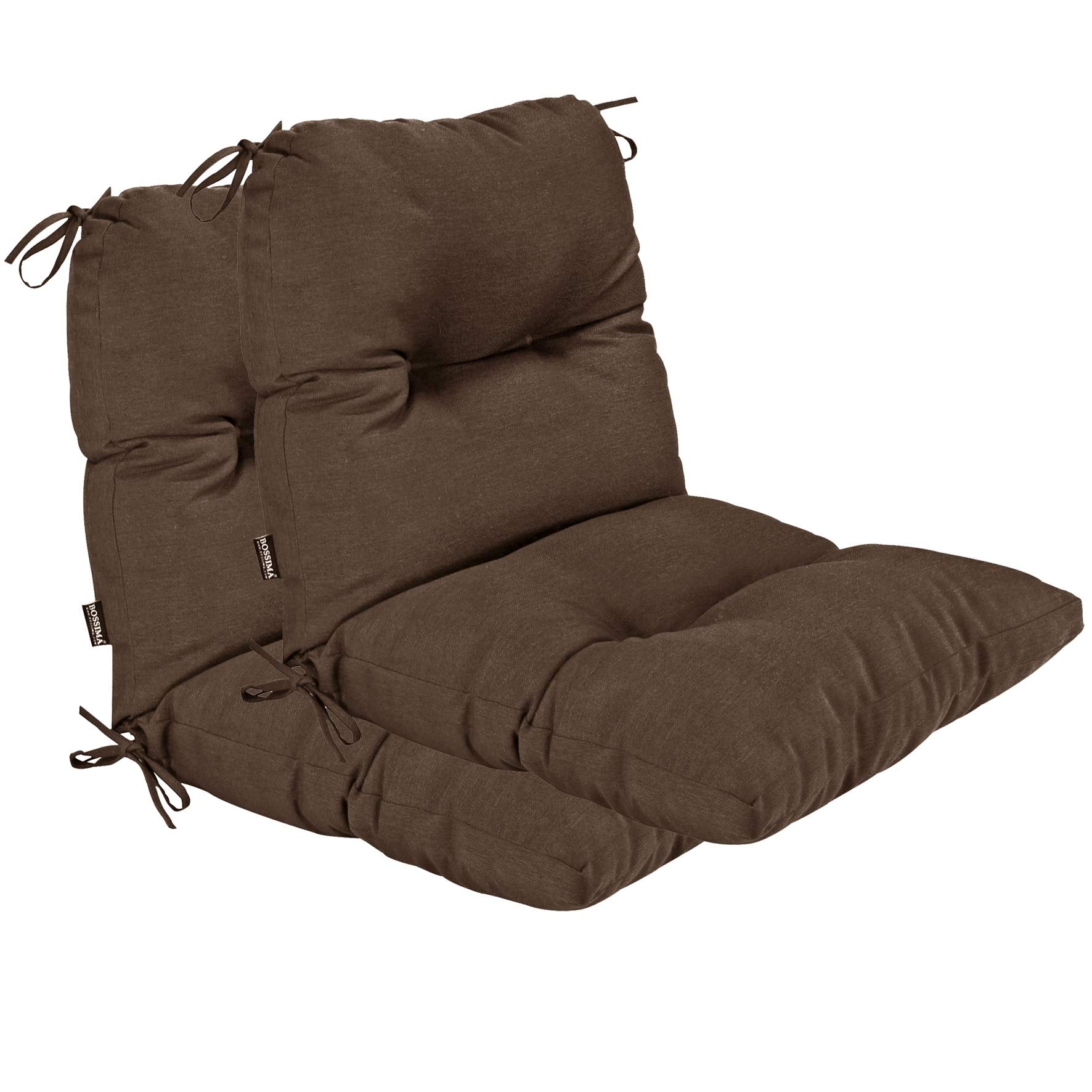 Bossima Outdoor Indoor High Back Chair Tufted Thick Cushions Comfort Replacement Patio Seating Cushions Set Of 2 Coffee/Chocolat
