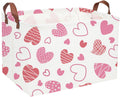 Essme Rectangular Pink Basket,Heart Storage Bins Organizer with Handles for Girls Room Decor, Heart Basket,Shelf Basket.(Pink He