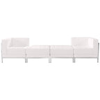 Flash Furniture HERCULES Imagination Series White LeatherSoft 4 Piece Chair & Ottoman Set