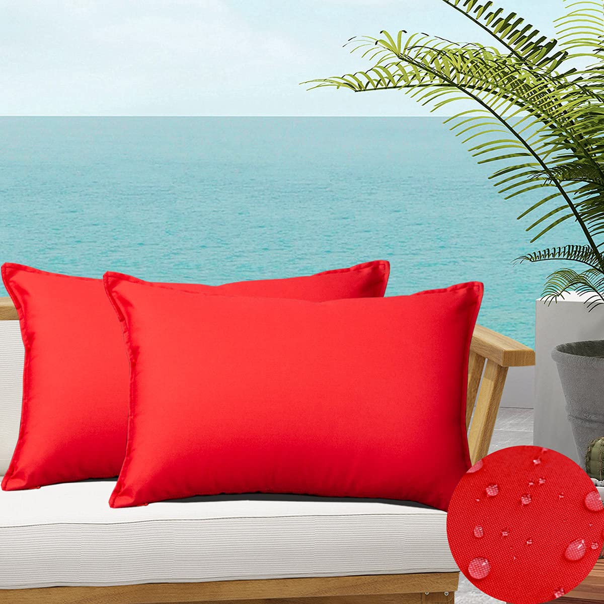 Sofjagetq Pack Of 2 Outdoor Waterproof Throw Pillow Covers Durable Vibrant Decorative Cushion Shem For Patio Funiture, Garden, O