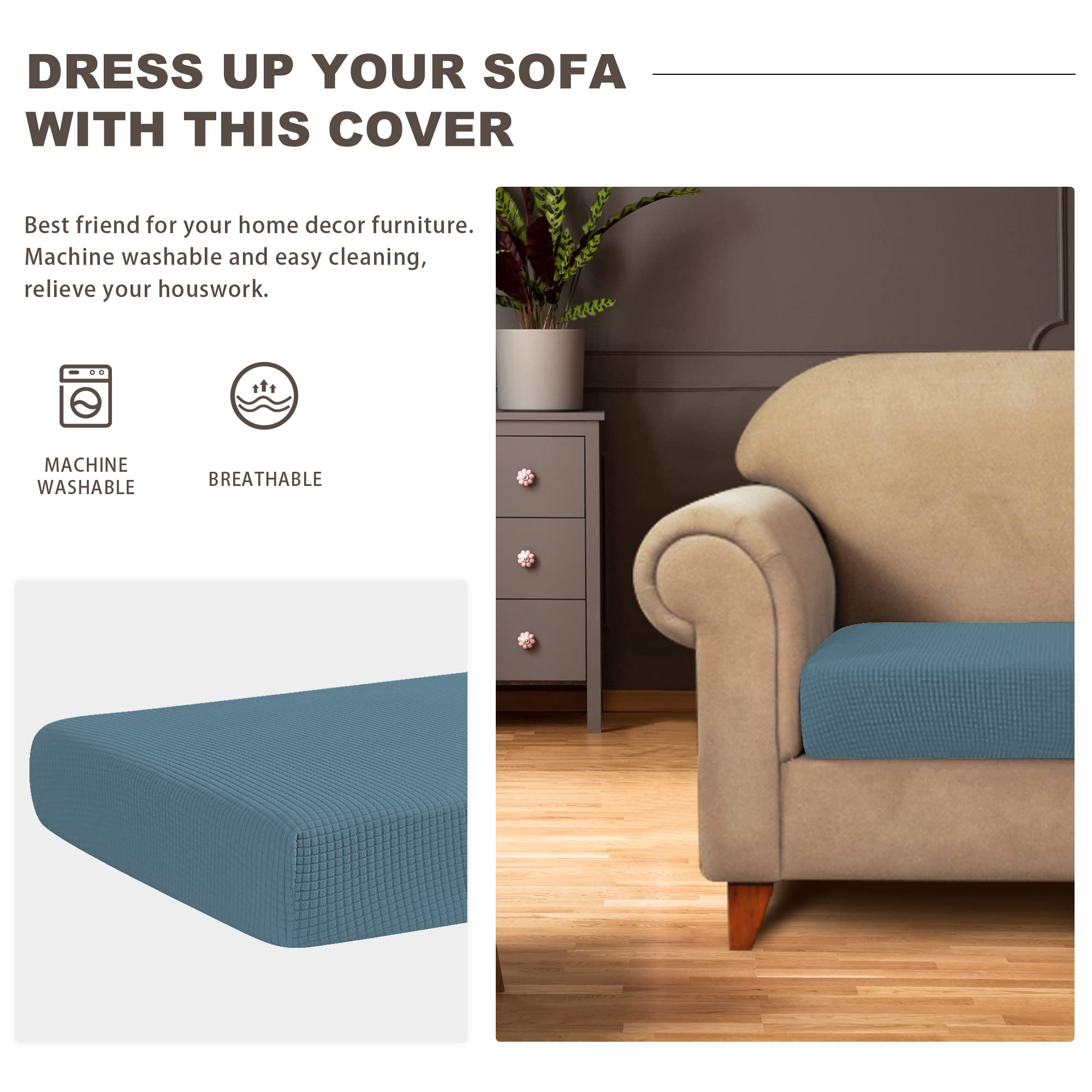 Nc Home Water Repellent Sofa Seat Slipcovers Stretch Cushion Covers, Seaters Replacement For Furniture Protector, Soft Flexibili