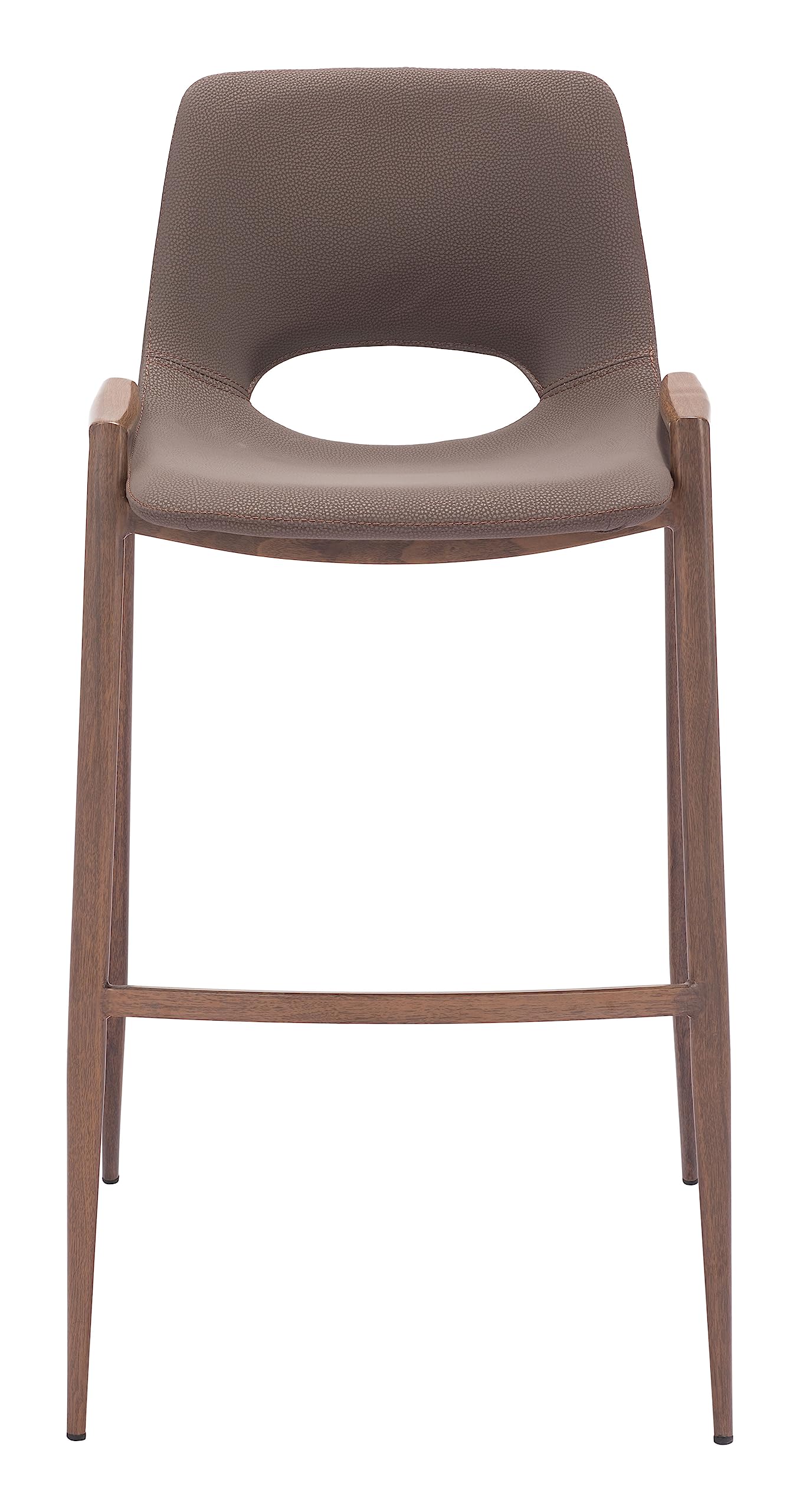 Zuo Desi Walnut 29.3&quot; Engineered Wood & Fabric Barstool in Brown/Walnut