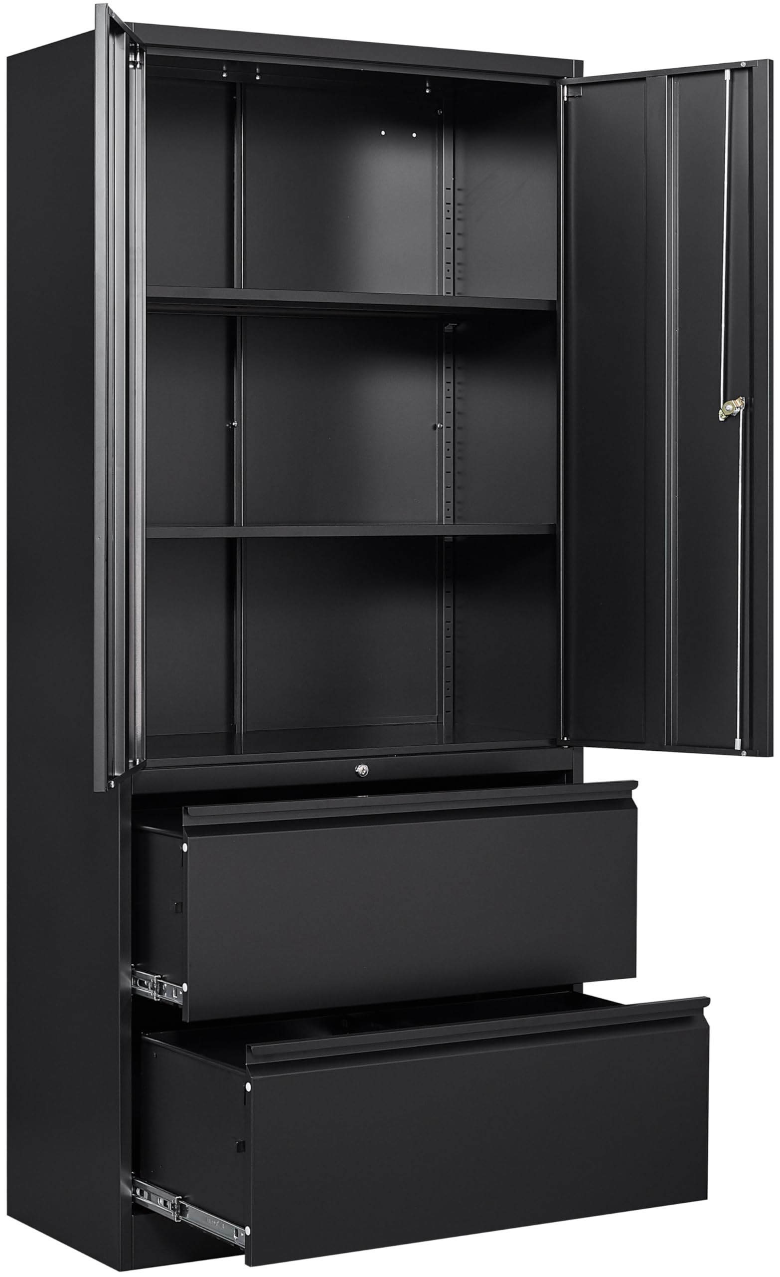 SISESOL Black Metal Storage Cabinet with Drawer and Shelf, 71'' Metal File Cabinets for Home Office,Steel Garage Storage Cabinet
