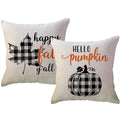 Ulove Love Yourself Autumn Fall Pillow Covers 18X18 Set Of 2 Black Buffalo Plaid Check Pumpkin Maple Leaves Farmhouse Decorative