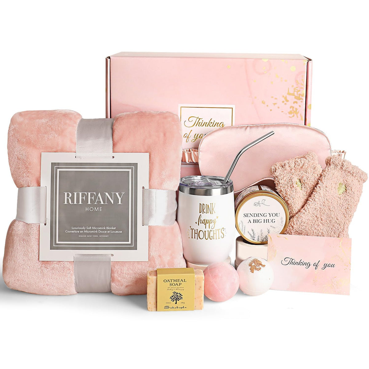 Self Care Gifts For Women, Gifts For Mom, Unique Birthday Gifts, Get Well Soon Care Package With Luxury Flannel Blanket, Christm