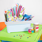 Minky Large Storage Caddy - Easy To Clean Plastic Storage Bin With Foldaway Handle - Perfect For Cleaning, Crafts, Baby Items, D